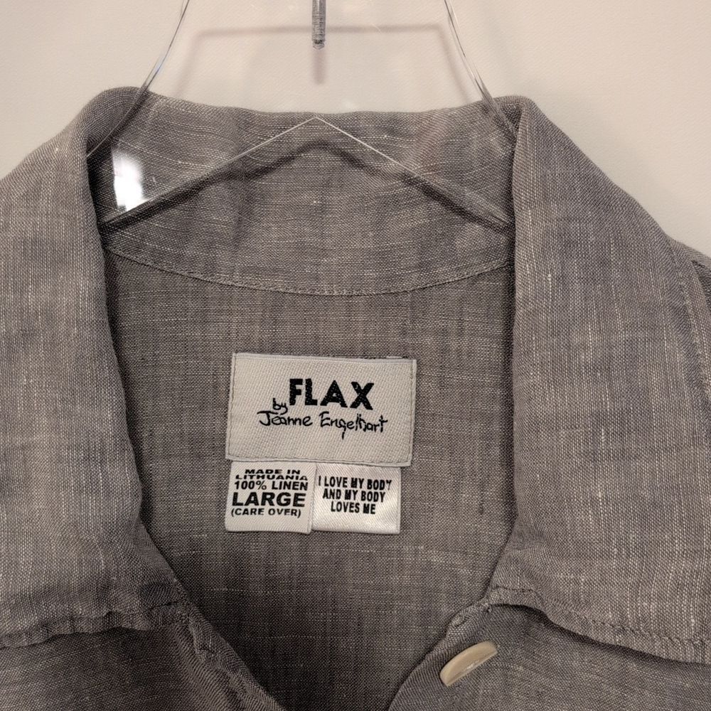 Gray 100 % LinenSleeveless Button-Down Shirt - Picture 2 of 11